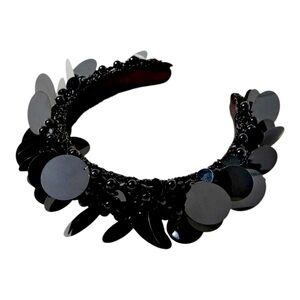 ANTHROPOLOGIE x Llani Iridescent Beaded Paillette Headband Black Bead Sequin